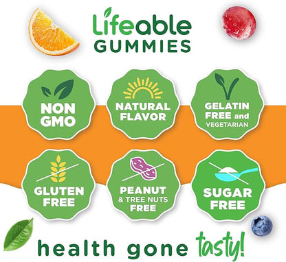 Lifeable Sugar Free Vitamin B12 Gummies | 1000 mcg | Great Tasting B12 Vitamins Gummies | Energy, Mood, and Metabolism Support | B 12 Vitamin Gummies for Men, Women, Adults | 90 Gummies