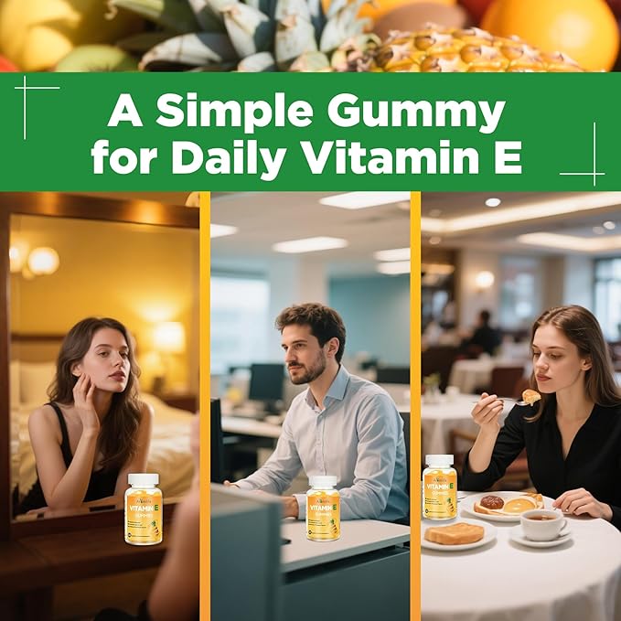 Aromlife Vitamin E 400 IU Gummies for Immune, 268mg Per Serving Vitamin E Gummies for Women and Men Skin Glow & Cell Wellness, 60 Count Pineapple Flavor Sugar-Free Gluten-Free