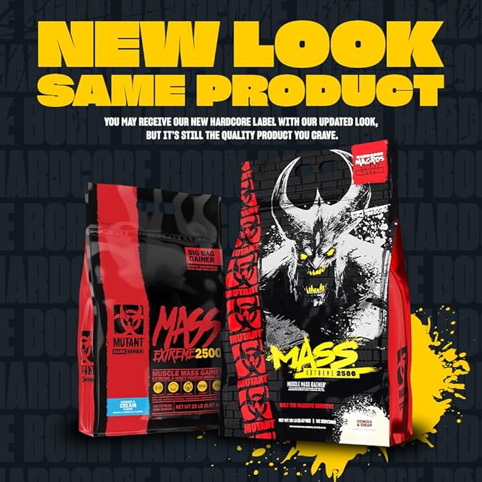 Mutant Mass Extreme 2500 - High Calorie Mass Gainer Whey Protein Powder with Creatine & Amino Acids - Muscle Building & Weight Gain Supplement for Hard Gainers - Triple Chocolate 12 lbs