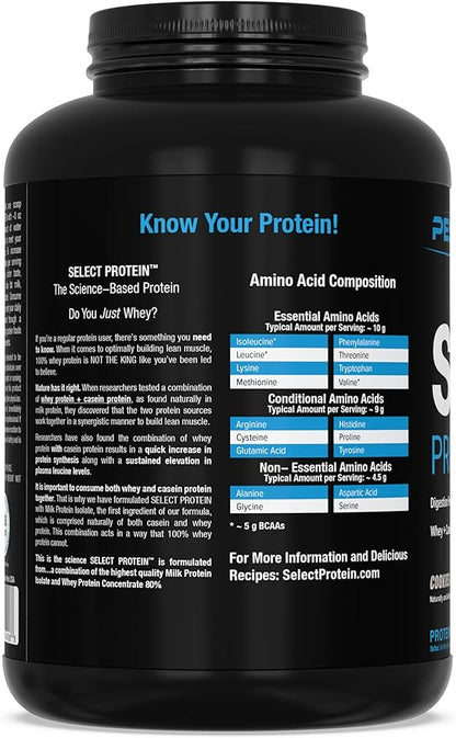 PEScience Select Protein Powder, Whey and Casein Blend, Lean Protein Powder for Women and Men, Low Calorie, Low Carb, Keto Friendly, Gluten Free, Cookies and Cream - 55 Servings