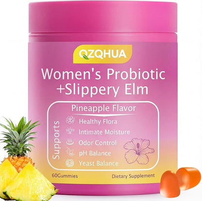 Premium Feminine Balance Gummies for Women - 60 Gummies, Hawaiian Pineapple Flavor - with Probiotics & Vitamin C - Supports Feminine Wellness & Healthy Balance - Gluten Free, Vegan（30 Servings）（Q2）