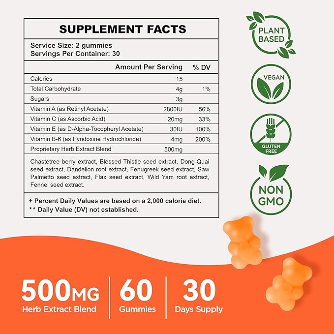 Aromlife Chest Gummies for Enhance Confidence, Bear Shaped Chest Gummies with Herbal Ingredients, 60 Count, Peach Flavor Natural BBL Gummy for Women and Men