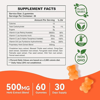 Aromlife Chest Gummies for Enhance Confidence, Bear Shaped Chest Gummies with Herbal Ingredients, 60 Count, Peach Flavor Natural BBL Gummy for Women and Men