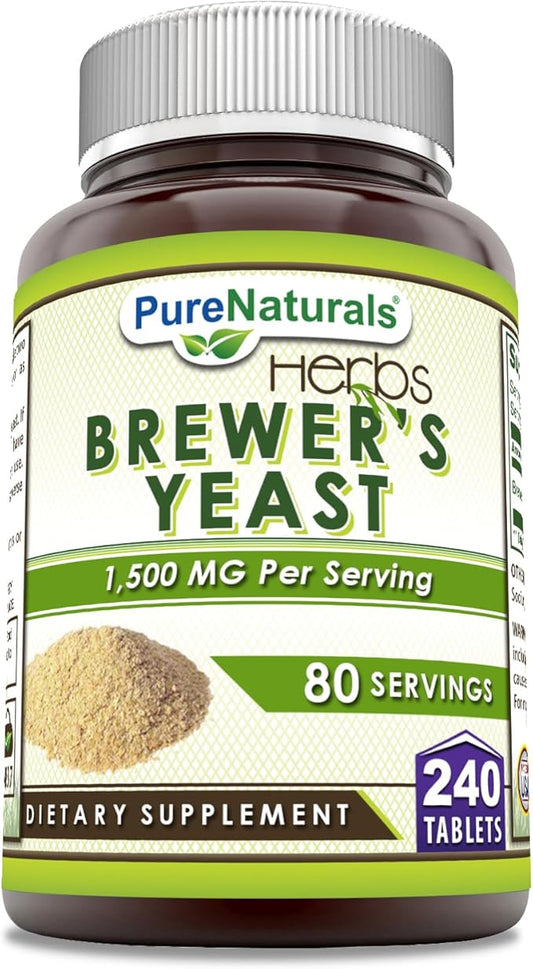Pure Naturals Brewer's Yeast Supplement | 1500 Mg per Serving | 240 Tablets | Non-GMO | Gluten-Free | Made in USA