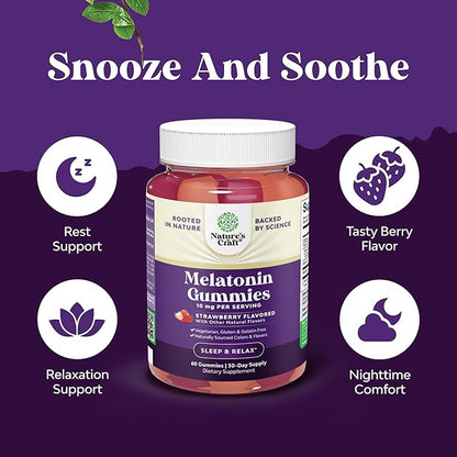 Melatonin Gummies 10mg per Serving - Fast Acting Tasty Sleep Gummies for Adults Extra Strength Melatonin 10mg for Adults Enhanced Sleep Quality & Duration - Non GMO & Vegan - 60 Ct