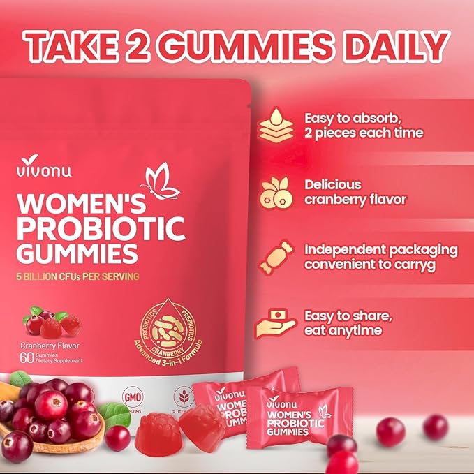 Viginal Probiotic for Women, Women Probiotic Gummies, Feminine Balance Gummies, Probiotics for Woman Vaginigal Health, Yeast Ph Balance
