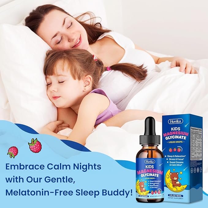 2 Pack Magnesium Drops for Kids - with L-Theanine Omega-3, Vitamin B6, D3, Zinc - Kids Magnesium Glycinate Liquid for Sleep, Relaxation, Calm & Focus - Raspberry Flavor