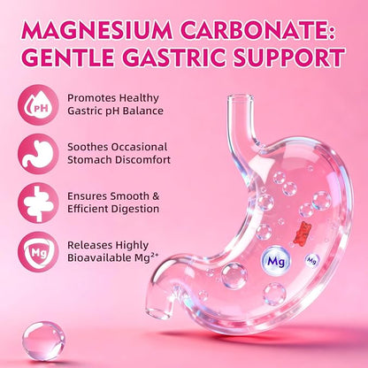 Magnesium Carbonate 500mg Gummies, High Absorption Magnesium Supplement for Adults - Support Muscle Function, Vegan, Sugar Free, Raspberry Flavor, 60 Count