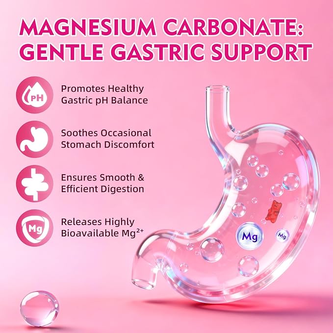 2 Pack Magnesium Carbonate 500mg Gummies, High Absorption Magnesium Supplement for Adults - Support Muscle Function, Vegan, Sugar Free, Raspberry Flavor, 120 Count