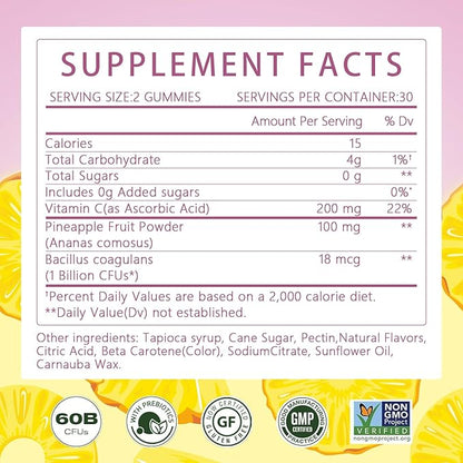Premium Feminine Balance Gummies-pH Balance with Prebiotics & Lactobacillus Probiotic Blend&Hawaiian Pineapple Immune Support, Vegan & Non-GMO, 60 Gummies (120)