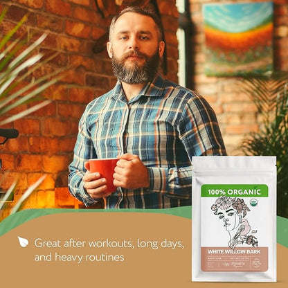 Organic White Willow Bark Tea (4 oz.) – White Willow Bark Herb for Cold Infusions, Decoctions & Herbal Use - Traditionally Used for Occasional Tension & Discomfort