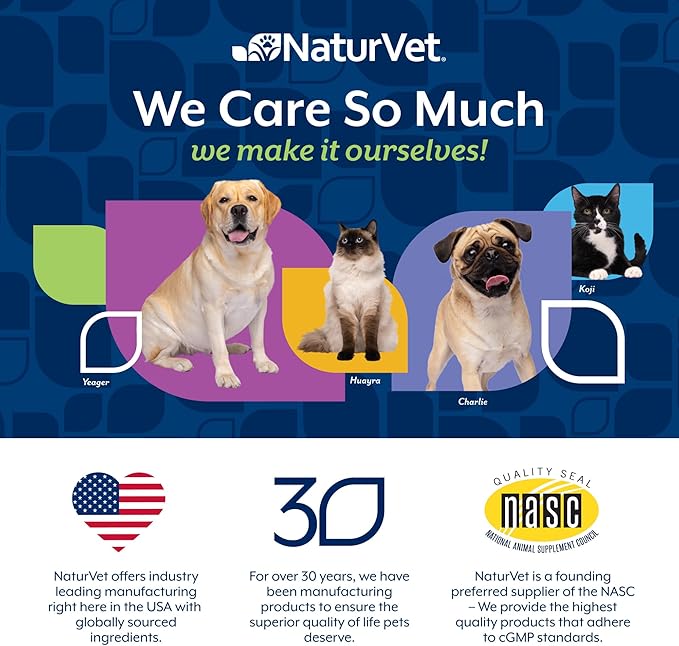 NaturVet Senior Wellness Hip and Joint Plus Omegas Advanced Supplement for Dogs, Chewable Tablets Time Release, Made in the USA, 40 Count