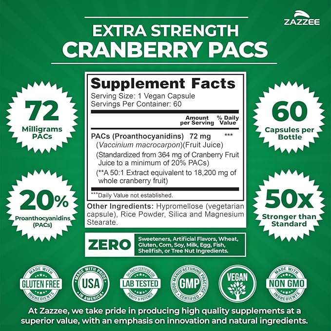 Zazzee Ultimate Urinary Tract Support Bundle | Super Concentrated Proanthocyanidin Cranberry Extract Capsules Plus D-Mannose 1000mg Capsules for UT & Bladder Cleansing (60 Servings Each)