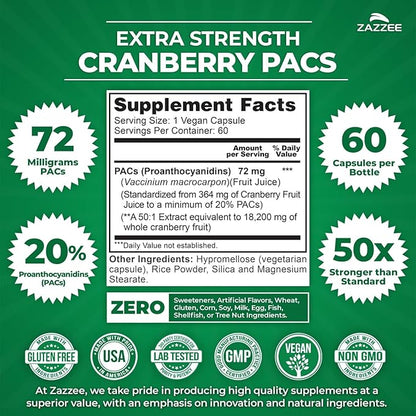 Zazzee Ultimate Urinary Tract Support Bundle | Super Concentrated Proanthocyanidin Cranberry Extract Capsules Plus D-Mannose 1000mg Capsules for UT & Bladder Cleansing (60 Servings Each)