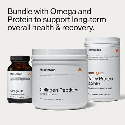 Momentous Grass-Fed Collagen Peptides Powder - Collagen Protein Powder with Fortigel & Vitamin C for Hair, Skin, Nails, & Joint Health Support - NSF Certified for Sport - Packaging May Vary