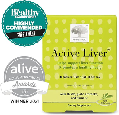 NEW NORDIC Active Liver 90-Day Supply, Daily Liver Supplement, Milk Thistle, Artichoke & Turmeric, 30 Tablets (Pack of 3)