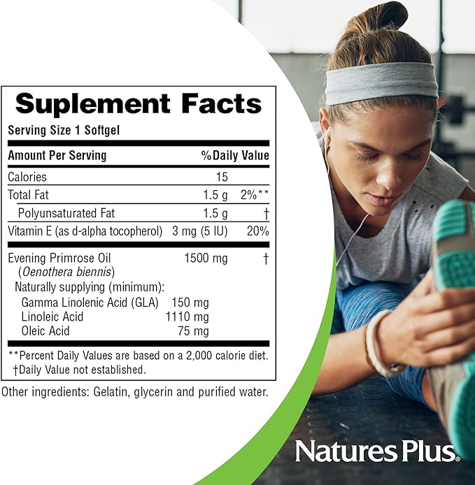NaturesPlus Ultra EPO 1500 - Evening Primrose Oil - Premenstrual and Menopausal Antioxidant Support - Promotes Clear Skin - Gluten Free - 90 Softgels, 90 Servings