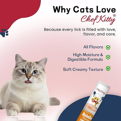 Cat Treats Lickable | Grain-Free Cat Food Toppers, High Protein | Creamy Puree Squeeze Ups with Vitamin E & Taurine, Digestible Formula | 0.5 oz. Each Tube, Chicken & Seafood Mix Variety | 10 Tubes