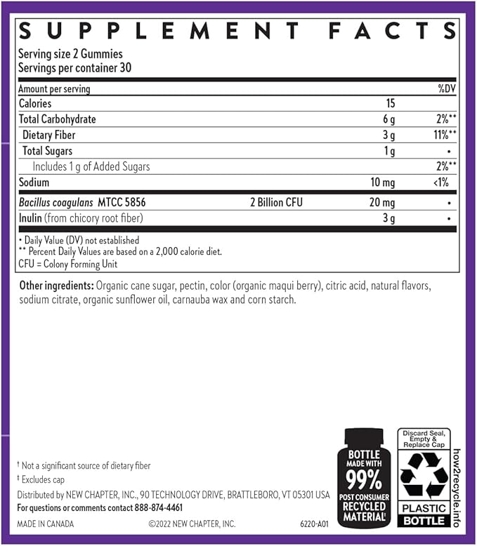 New Chapter Probiotic Gummies for Women and Men,All-Flora (1 Month Supply) – 55% Less Sugar+,Formulated for Holistic Gut Health Support with Probiotics+Prebiotic Fiber+100% Vegan+Non-GMO,(Pack of 2)
