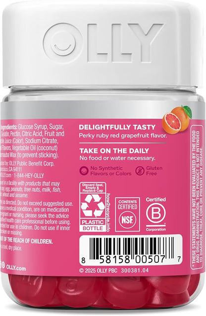 OLLY Undeniable Beauty Gummy, For Hair, Skin, Nails, Biotin, Vitamin C, Keratin, Chewable Supplement, Grapefruit, 30 Day Supply - 60 Count