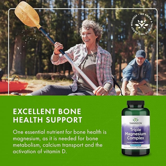 Swanson Triple Magnesium Complex - Mineral Supplement - Natural Support - Featuring Citrate, Oxide & Aspartate - (300 Capsules, 400mg Each, 4 Pack)