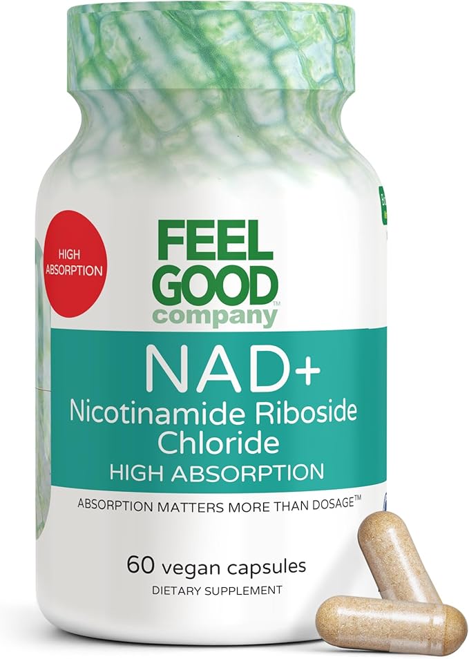Feelgood Company NAD+ Supplement - Anti-Aging & Cellular Energy Support - Supports Energy, Cognitive Function & Cellular Health - 60 Capsules - NAD+ Precursor