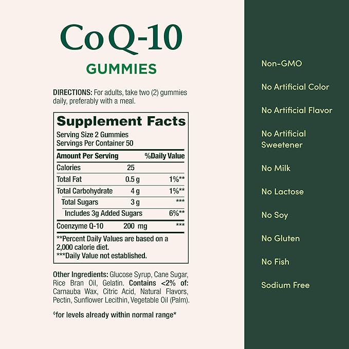 Nature’s Bounty CoQ10 Gummies, Supports Heart Health, CoQ10 200mg, Peach Mango Flavor, 100 Coun