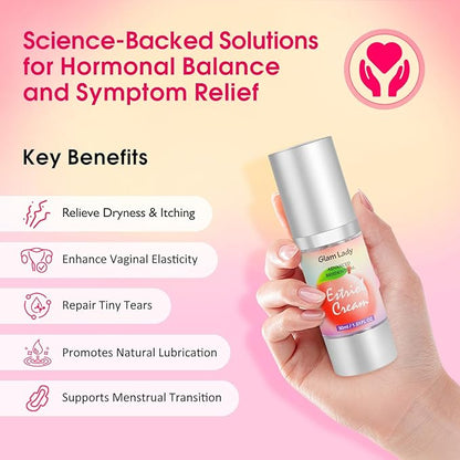 Natural Bioidentical Estriol Cream for Women Menopause Relief Silky Estrogen Cream for Vaginal Dryness 1oz 2 Month Supply