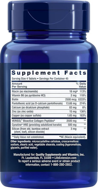 Life Extension Hair, Skin & Nails Collagen Plus Formula, 180 Tablets