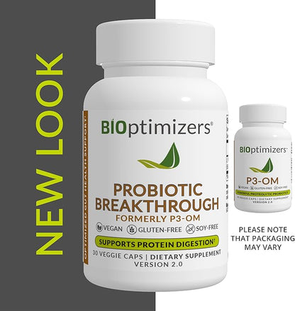 BIOptimizers Probiotic Breakthrough – Lactobacillus Plantarum OM Probiotics & Prebiotics Health Supplement for Gut, Digestive & Immune Support Probiotics for Women Men Elderly– 30 Vegan Capsules