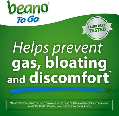 Beano To-Go Digestive Enzyme Tablets, Food Enzyme Dietary Supplement for Gas Prevention and Bloating Relief When Eating Hard-To-Digest Foods, 12 Tablets