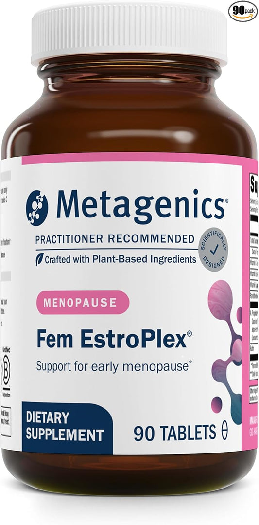 Metagenics Fem EstroPlex - Early Menopause Support Supplement* - with Dandelion Root, Valerian Root, Stinging Nettle, Chasteberry & Motherwort - Supports Hormone Balance, Energy & Mood* - 90 Tablets