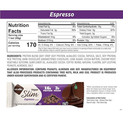 NuGo Slim 12ct Variety 16-17g Protein, 3g Sugar, High Fiber, Low Net Carb, Keto Friendly, Gluten Free