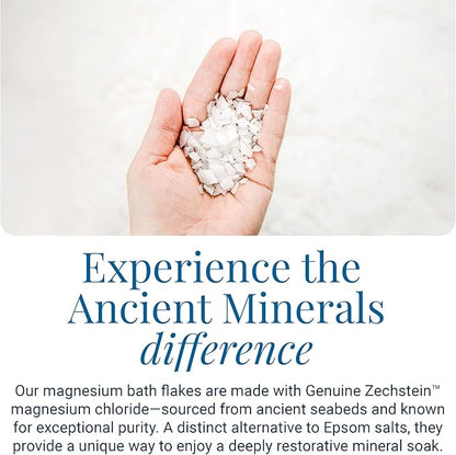 Ancient Minerals Magnesium Bath Flakes – Pure Zechstein Magnesium Chloride for Soaking and Whole-Body Replenishment (16 lb)