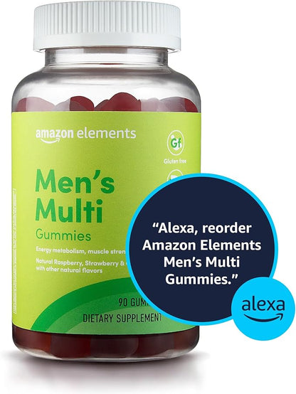 Amazon Elements - Men’s Organic Multivitamin, 90 Gummies (3 Gummies per Serving), Vegetarian, Gluten Free, Certified Organic (Previously Revly) (Pack of 3)