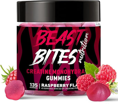 Creatine Monohydrate Gummies for Men & Women - 5g of Creatine Monohydrate per Serving - Sugar Free,Vegan, Raspberry Flavor, 135 Count (45 Servings).