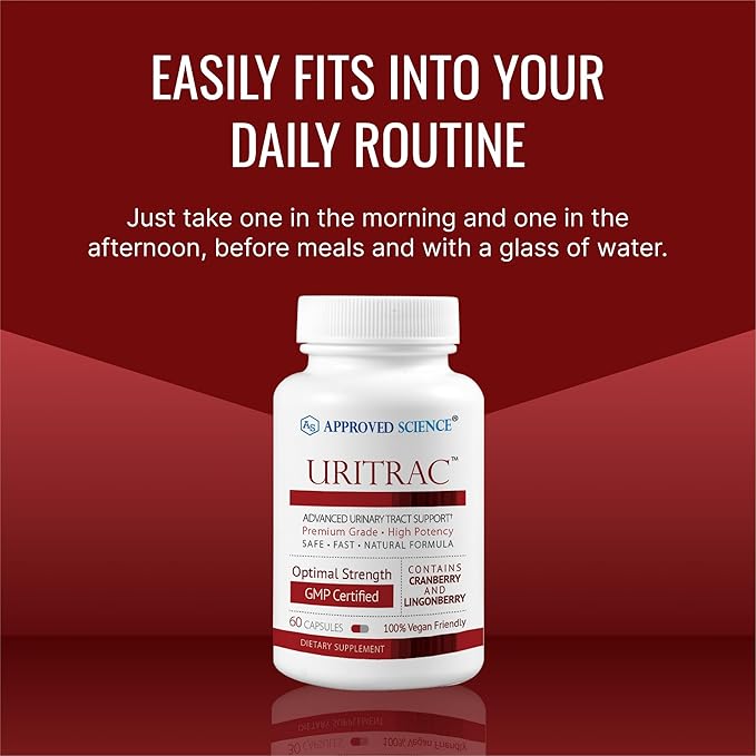 Approve Science® Uritrac™ - UTI Support - Cranberry, D-Mannose, Lingonberry - Vegan Friendly - 1 Bottle Supply