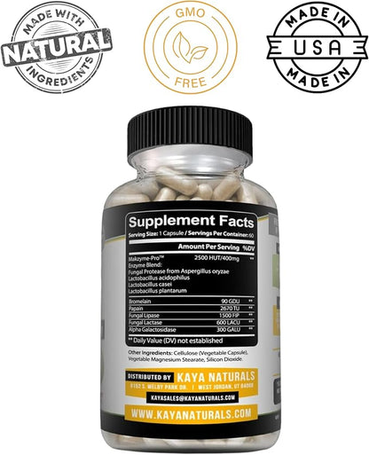 Kaya Naturals Digestive Enzymes with Prebiotics & Probiotics - Constipation & Bloating Relief - Weight Management Pills for Women & Men - Aids Immune Function - Digestion Support - 60 Veggie Capsules