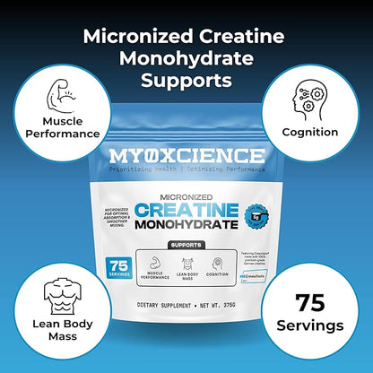 MYOXCIENCE Micronized Creavitalis Creatine | The World’s Purest Micronized Form of Creatine Monohydrate | Supports Muscle Performance, Lean Body Mass, & Cognition | 75 Servings