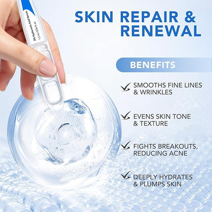 Hyaluronic Acid Serum for Face, 3% Hyaluronic Acid Serum Ultra-Hydrating Vials 30 pcs, Hydration & Moisture Facial Serum for Fine Lines & Wrinkles, Single-Use