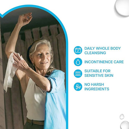WaterWipes Sensitive Whole Body Cleansing Wipes, 99.9% Purified Water, XL Textured Wipes, Incontinence Care, Fragrance Free, 30 Count
