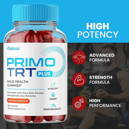 Primo TRT Gummies, Primo TRT Plus Advanced Performance Blend Supplement, PrimoTRT Try Prime Gomitas Maximum Strength Males Support for Overall Health Wellness All Natural Ingredients (60 Gummies)