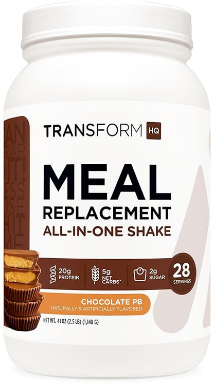 TransformHQ Meal Replacement Shake Powder 28 Servings (Chocolate Peanut Butter) - Gluten Free, Non-GMO
