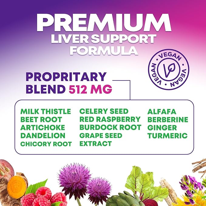 Gentle Liver Cleanse Detox & Repair Formula - Advanced Liver Support Supplement with Silymarin Milk Thistle, Dandelion Root, Artichoke Extract, Turmeric, Choline, & Beetroot - 240 Veggie Capsules