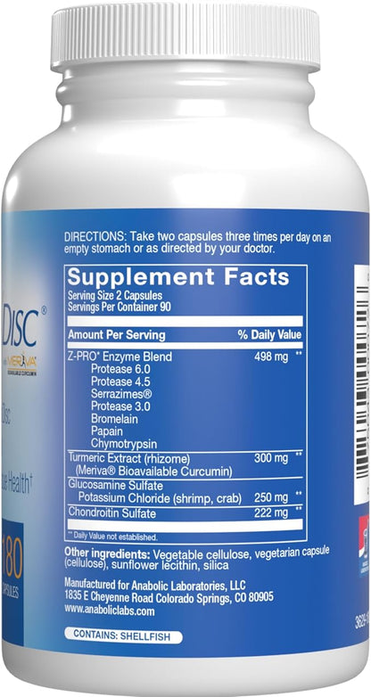 Nutra Disc & Joint Support Supplement - Clinically Formulated Restorative Cartilage Ligament and Tendon Supplement with Patented Meriva Curcumin & Glucosamine and Chondroitin for Adults - 90 Servings