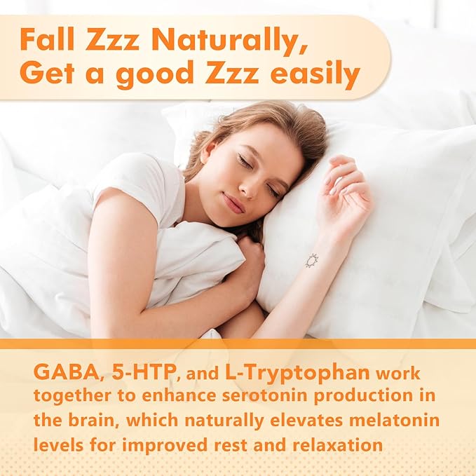 GABA Gummies for Adults, Relaxation, Zzz & Mood – Sugar-Free Calm Gummies with L-Theanine, 5-HTP, Vitamin D3 – Natural Zzz Support, GABA Supplements for Kids, Orange Flavor, 120 Count