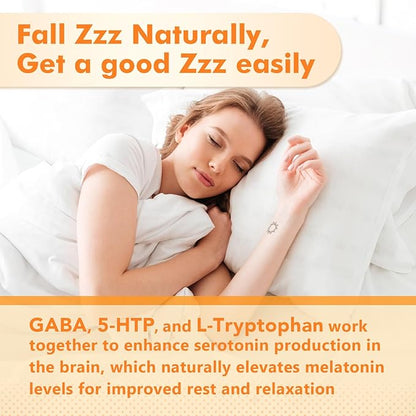 GABA Gummies for Adults, Relaxation, Zzz & Mood – Sugar-Free Calm Gummies with L-Theanine, 5-HTP, Vitamin D3 – Natural Zzz Support, GABA Supplements for Kids, Orange Flavor, 120 Count
