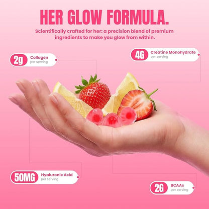 Creatine Gummies for Women, 8000 MG Complex with Collagen + BCAAs + Vitamin C & B12, Creatine Monohydrate Gummies for Women, for Booty, Energy & Strength, Sugar Free 120 Count Strawberry-Lemon Flavor