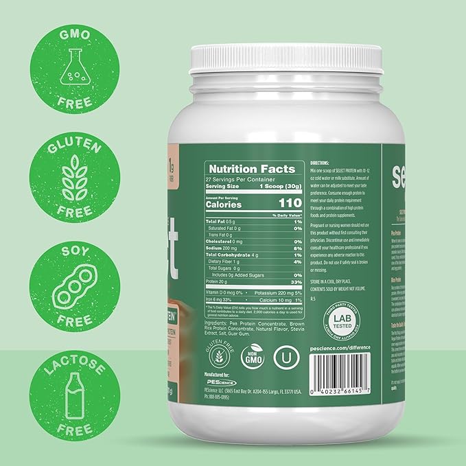 PEScience Select Vegan Protein Powder, Plant Based Protein Powder, Amazing Taste, Smooth Texture, Pea and Brown Rice Blend, Dairy Free, Lactose Free, Gluten Free - Cinnamon Delight, 27 Servings