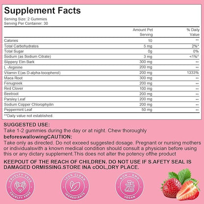 Pheromone Gummies for Women, Feminine Balance Gummies, Strawberry Flavor, Vegan, Gluten Free, Pink, 60 Gummies